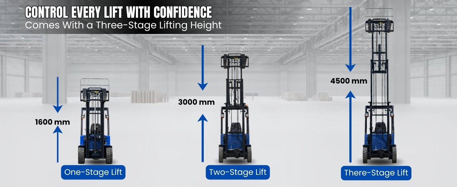 Electric forklift high lift and overhead safety