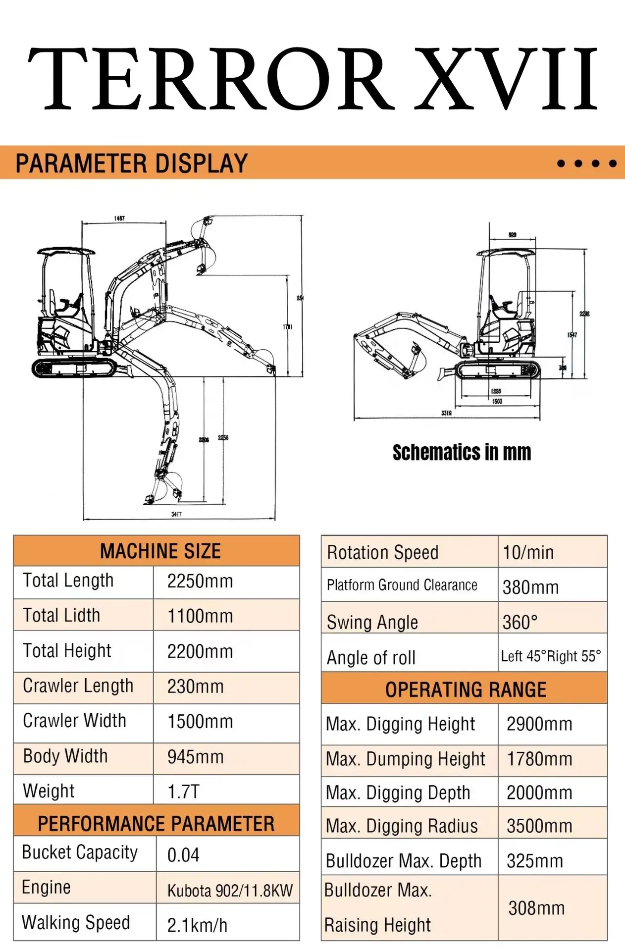TYPHON TERROR XVII 3800 lb Excavator - Image 2