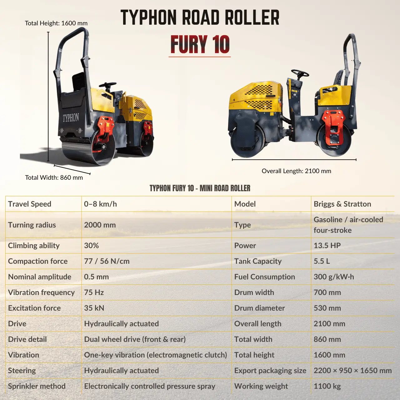 TYPHON FURY 10 1 Ton Road Roller - Image 2