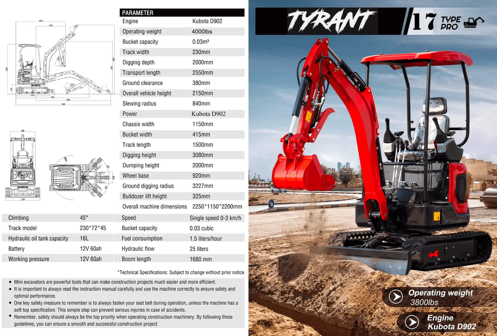TYRANT 17 Kubota Mini Excavator Kit - Image 2