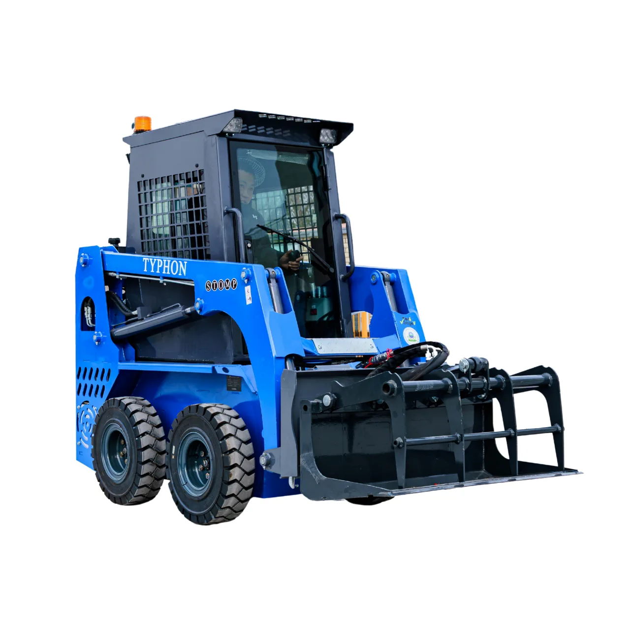 Heavy-Duty Solid Bottom Grapple Bucket for TYPHON STOMP X1300 & STOMP 509 Mini Skid Steers - Image 2