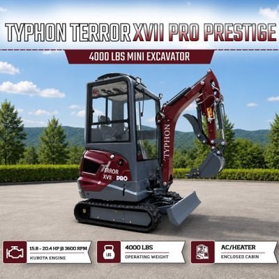 TYPHON TERROR XVII PRO Prestige Edition 4000 lb Enclosed Mini Excavator with Kubota Power & Advanced Hydraulics - Image 8