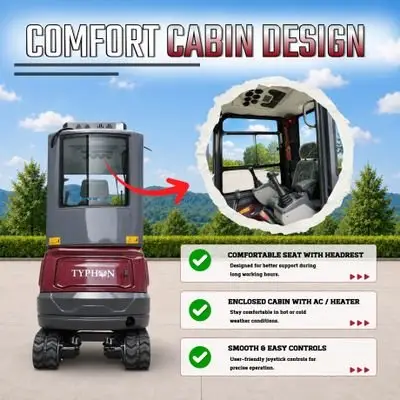 TYPHON TERROR XVII PRO Prestige Edition 4000 lb Enclosed Mini Excavator with Kubota Power & Advanced Hydraulics - Image 5