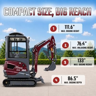 TYPHON TERROR XVII PRO Prestige Edition 4000 lb Enclosed Mini Excavator with Kubota Power & Advanced Hydraulics - Image 9