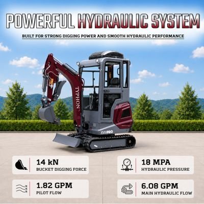 TYPHON TERROR XVII PRO Prestige Edition 4000 lb Enclosed Mini Excavator with Kubota Power & Advanced Hydraulics - Image 7