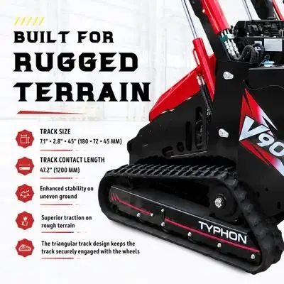 Brand New TYPHON STOMP V900 1.4 Ton Mini Track Loader Featuring Dual Auxiliary Hydraulics & Kubota D1105 25HP USA Engine - Image 8